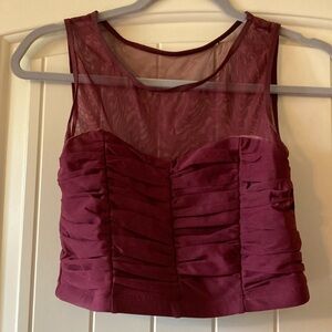 Elegant Burgundy Sleeveless Dance Costume Top
